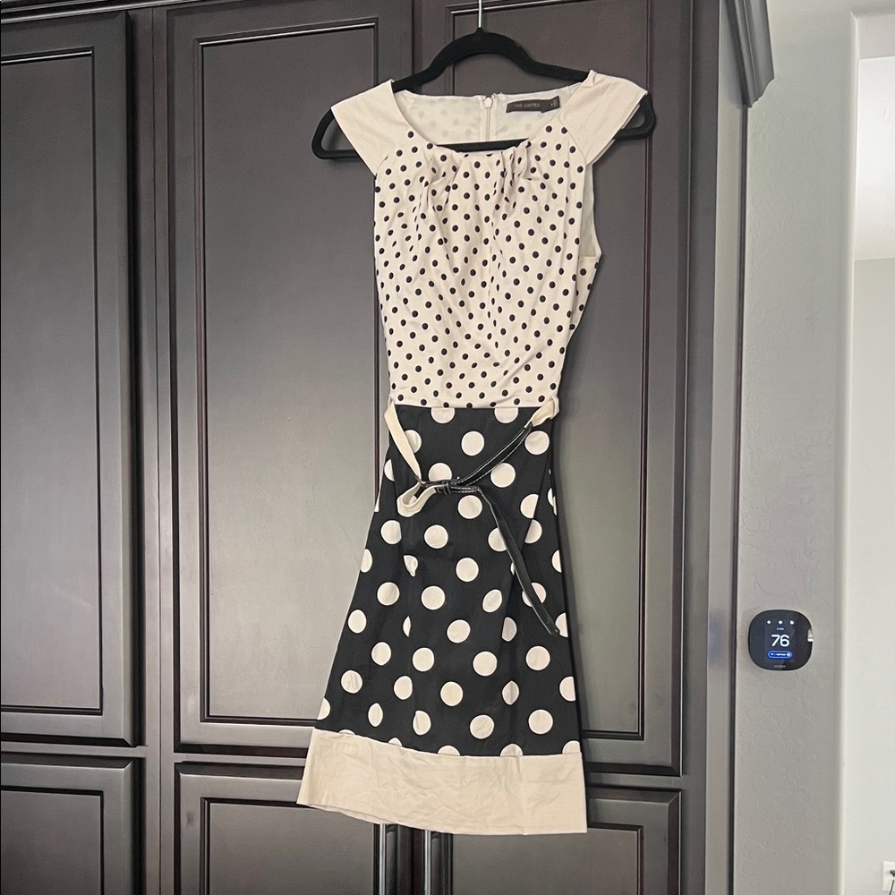 The Limited Black and White Polka Dot Sleeveless Fit & Flare Midi Dress